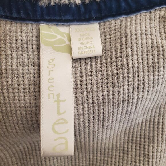 Green Tea Women's Wafle Lined Hoodie Jacket Heavy Weight Blue sz L/XL - Picture 6 of 7